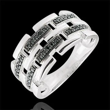 Anello Chiaroscuro -Via Segreta - Oro bianco - 18 carati - Diamanti neri - 0.15 carati - modello grande 