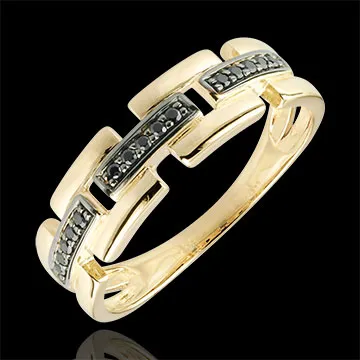 Anello Chiaroscuro - Via Segreta - Oro giallo - 18 carati - Diamanti neri - modello piccolo 