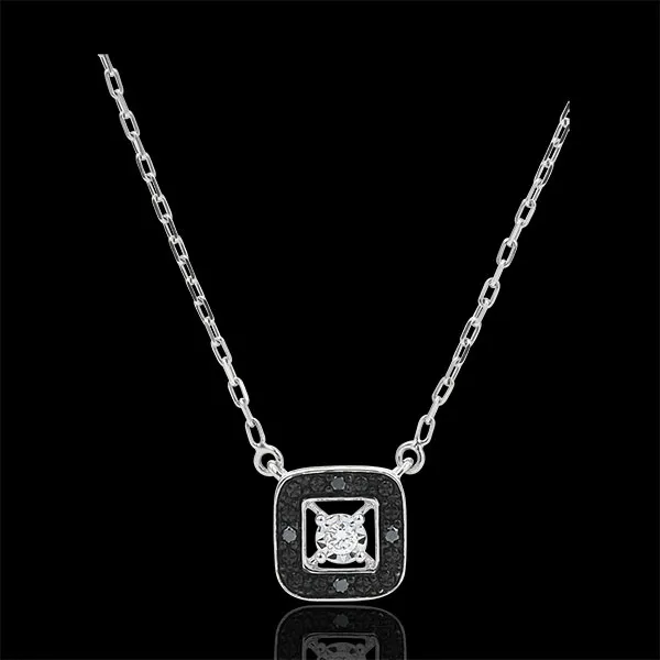 Collana Chiaroscuro - Oro bianco - 9 carati - Diamanti neri e diamante bianco