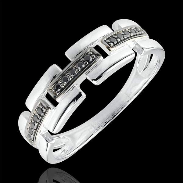 Anillo Claroscuro - Camino Secreto - pequeño modelo - oro blanco 18 quilates 
