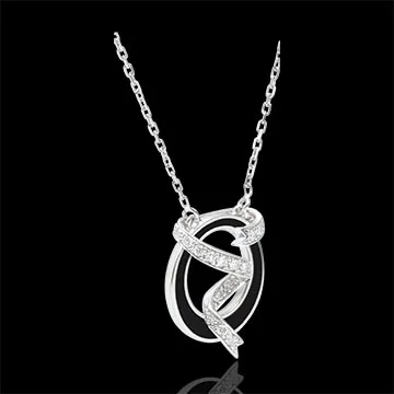 Halsketting Chiaroscuro  - Sterrenlint - zwarte lak en Diamanten - 9 karaat witgoud