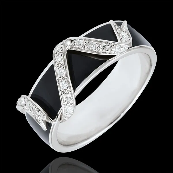 Ring Chiaroscuro  - Sterrenlint - 18 karaat witgoud - zwarte lak en Diamanten