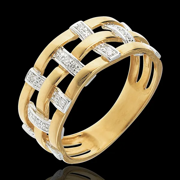 Anillo Hilado - oro amarillo empedrado 18 quilates y diamantes