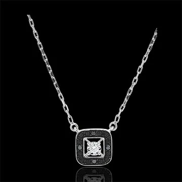 Zwarte Diamanten halsketting Chiaroscuro  - 9 karaat witgoud - 0.03 karaat