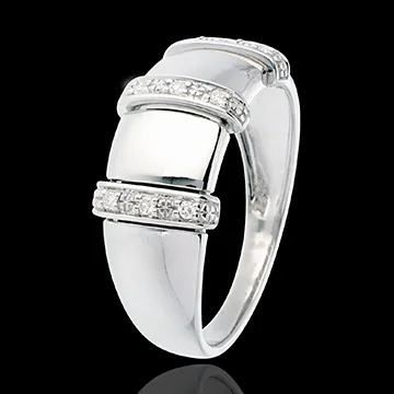 Anillo Triada Empedrado oro blanco - 9 diamantes