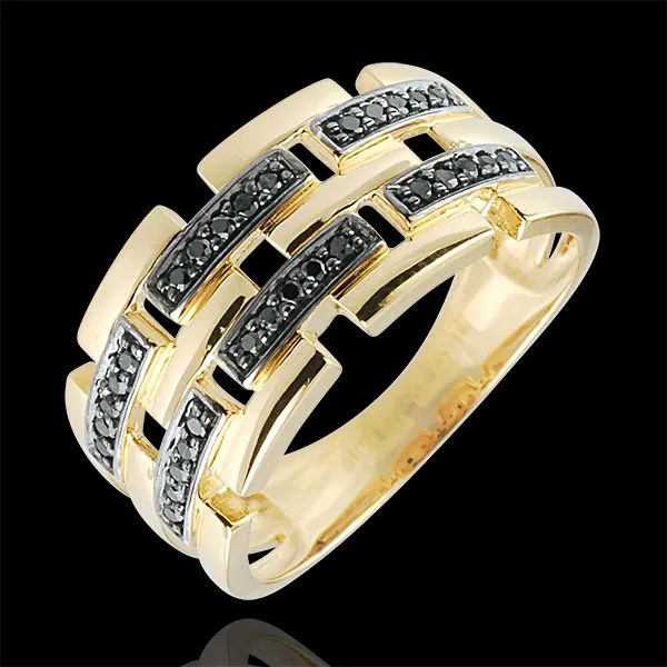 Ring Chiaroscuro  - Geheim Pad - 9 karaat geelgoud groot model