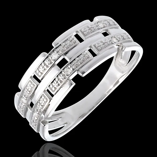 Ring Canvas 18 karaat witgoud met pavézetting - 6 Diamanten