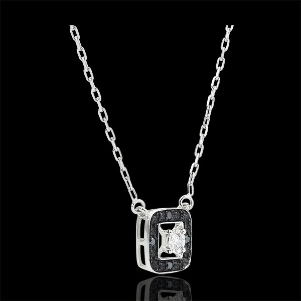 Colier diamant negru Clar Obscur - aur alb de 9K - 1 0.03 carate