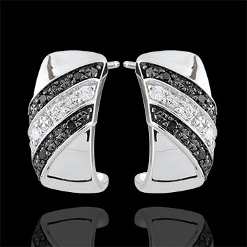 Cercei creole Clar Obscur - Crepuscul - diamante negre - aur alb de 18K