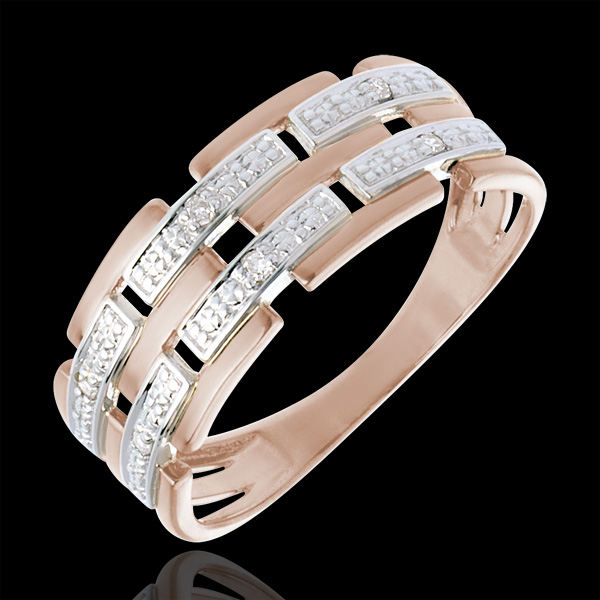 Inel diamant - aur alb şi aur roz de 18K
