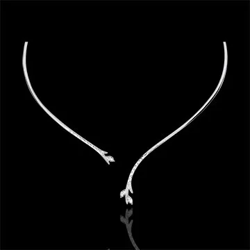 Collana Foresta Misteriosa - oro bianco e diamante navetta - 9 carati