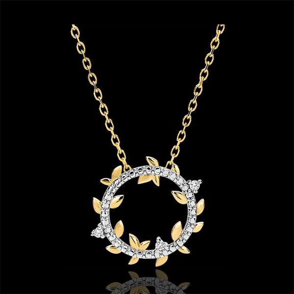Collana Rotonda Giardino Incantato - Fogliame Reale - Oro giallo e Diamanti - 9 carati