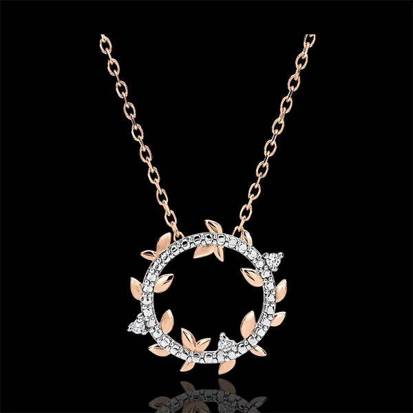 Collana Rotonda Giardino Incantato - Fogliame Reale - Oro rosa e Diamanti - 18 carati