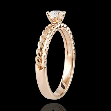 Anello Giardino Incantato - Solitario Treccia - Oro rosa - 18 carati - Diamante