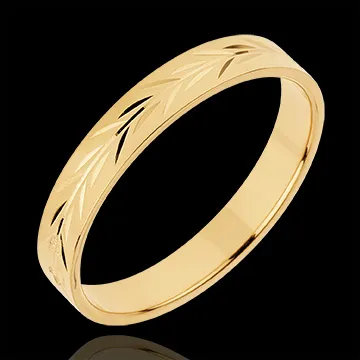 Fede Freschezza - Ramoscelli incisi - Oro giallo - 18 carati