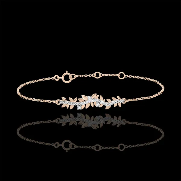 Bracciale Giardino Incantato - Fogliame Reale - oro bianco e diamanti - 9 rosa