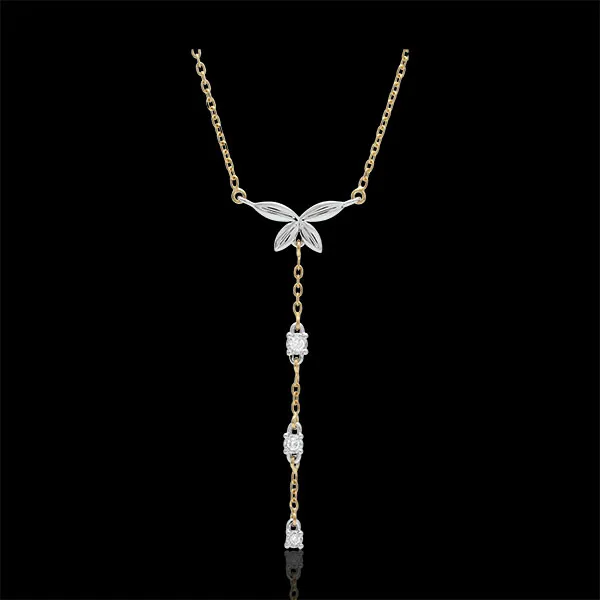 Collana Soffio Leggero - Oro bianco e Oro giallo - 9 carati - 3 Diamanti