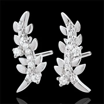 Orecchini Giardino Incantato - Fogliame Reale - Oro bianco - 18 carati - Diamanti