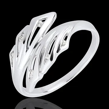 Anello Freschezza - Palme - Oro bianco - 18 carati - Diamanti - 0.032 carati