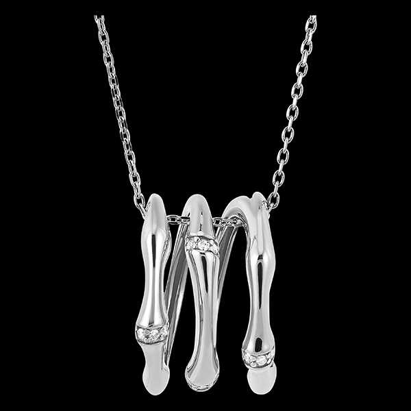 Collana Giungla Sacra 3 file multi diamanti - oro bianco 9 carati