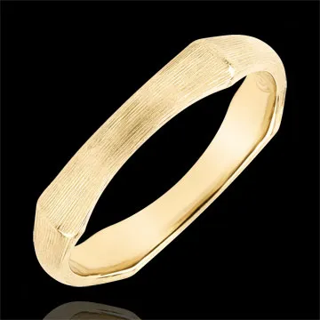 Anello Giungla Sacra - 4 mm - oro giallo spazzolato 9 carati