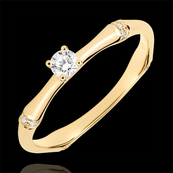 Anello di fidanzamento Giungla Sacra - diamante 0.09 carati - oro giallo 9 carati