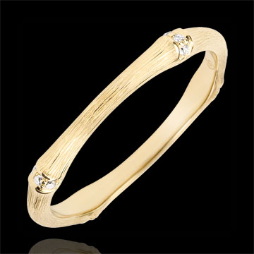 Anello Giungla Sacra - Multi diamanti 2 mm - oro giallo spazzolato 18 carati