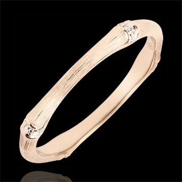 Anello Giungla Sacra - Multi diamanti 2 mm - oro rosa spazzolato 9 carati