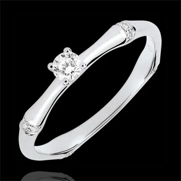 Anello di fidanzamento Giungla Sacra - diamante 0.09 carati - oro bianco 9 carati