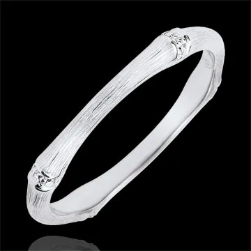 Anello Giungla Sacra - Multi diamanti 2 mm - oro bianco spazzolato 18 carati