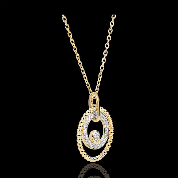 Gouden halsketting en Diamanten - Fleur de Sel - Cirkel - 18 karaat geelgoud