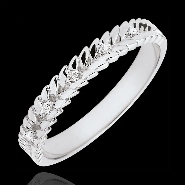 Inel Grădină Fermecată - Împletire Diamant - aur alb de 9K