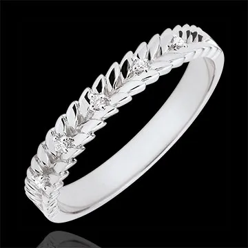 Inel Grădină Fermecată - Împletire Diamant - aur alb de 9K