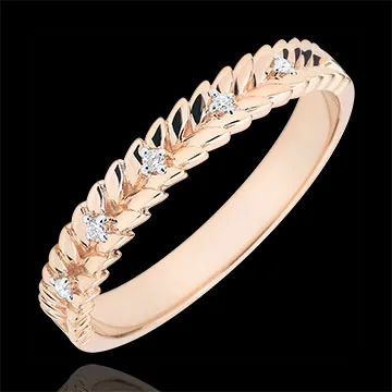 Inel Grădină Fermecată - Împletire Diamant - aur roz de 18K