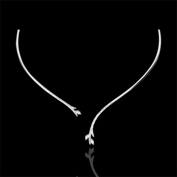 Colier rigid Păduri Misterioase - aur alb de 9K şi diamante marquise