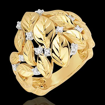 Inel Grădină Fermecată - Rouă Preţioasă - aur galben de 18K