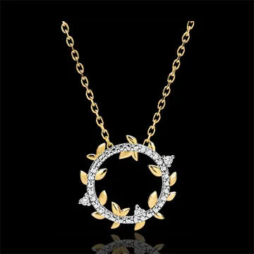 Colier rotund Grădină Fermecată - Frunziş Regal - aur galben de 18K şi diamante