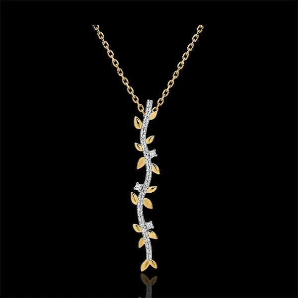 Colier tulpină Grădină Fermecată - Frunziş Regal - aur galben de 18K şi diamante