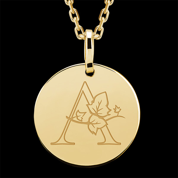 Grawerowany medalik okrągły - 9 karatowe żółte złoto - Kolekcja ABC Yours - Edenly Yours