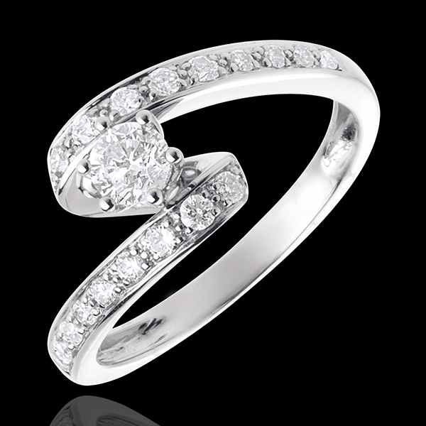 Anillo de Pedida Solitario Destino - Nefertiti - oro blanco 18 quilates - diamante 0.27 quilates