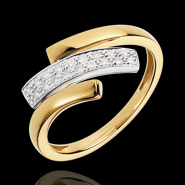 Anillo Grabado Felino - oro amarillo y oro blanco 18 quilates