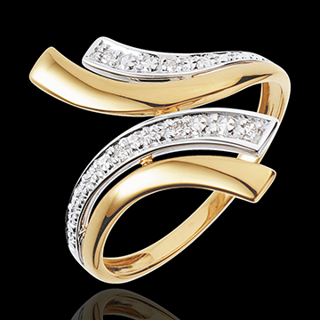 Anillo Nefertiti - oro amarillo y oro blanco 18 quilates - 5 diamantes