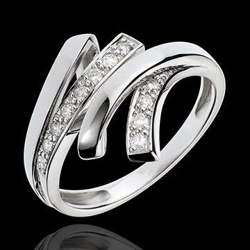 Anillo Noche del Desierto - oro blanco 18 quilates empedrado - 12 diamantes