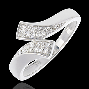 Anillo Cinta de Oro - oro blanco empedrado 18 quilates - 24 diamantes