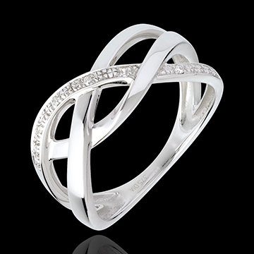 Anillo Tragaluz - oro blanco empedrado 18 quilates 