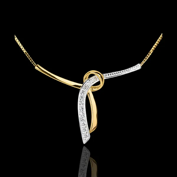 Collar liana - oro amarillo y oro blanco empedrado 18 quilates - 3 diamantes