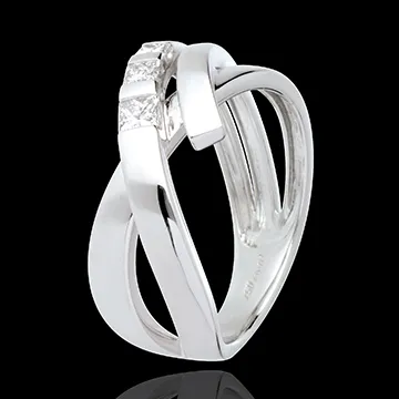 Anillo Triología Trenzada - oro blanco 18 quilates