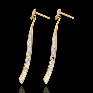Pendientes Fénix oro amarillo 18 empedrados