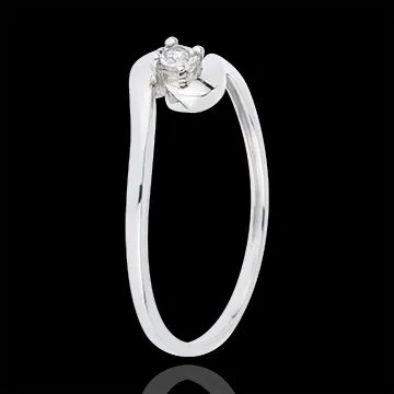 Anillo Solitario Nido Precioso - Unión del Amor - oro blanco 18 quilates