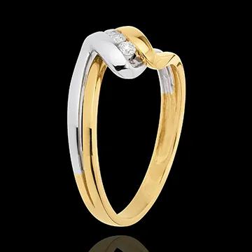 Anillo trilogía Nido Precioso - Tiempo infinito - oro amarillo y blanco 18 quilates - 3 diamamantes
